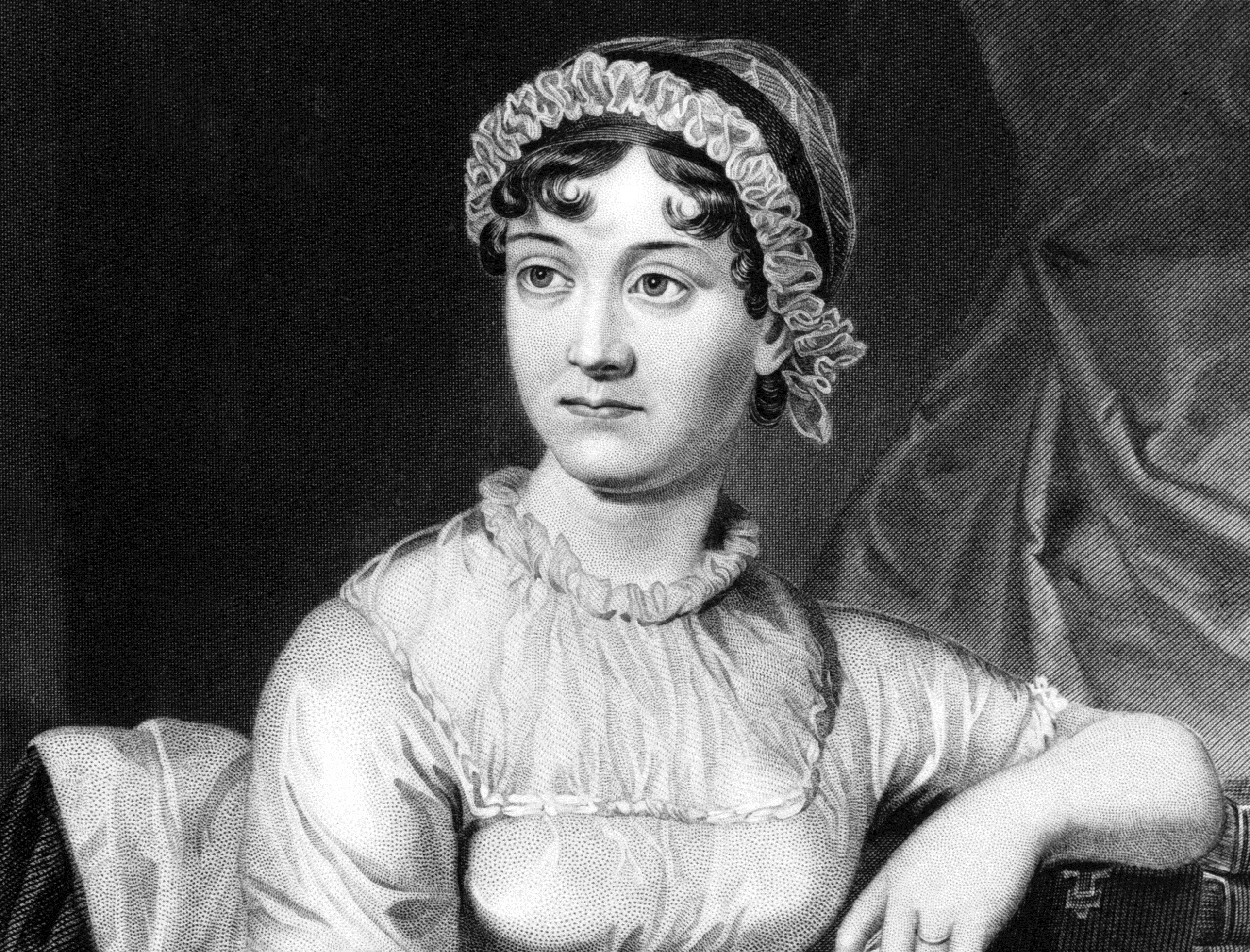 Jane Austen portrait in black and white