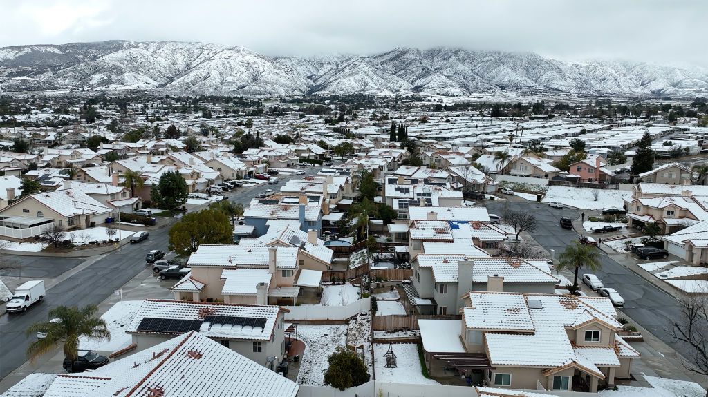 Winter weather in Yucaipa, California. 