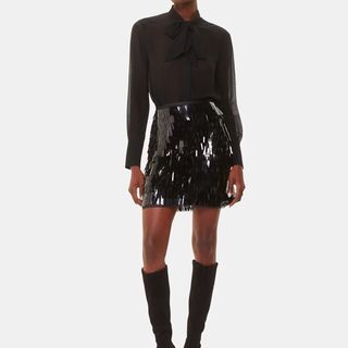 Black Sword Sequin Mini Skirt