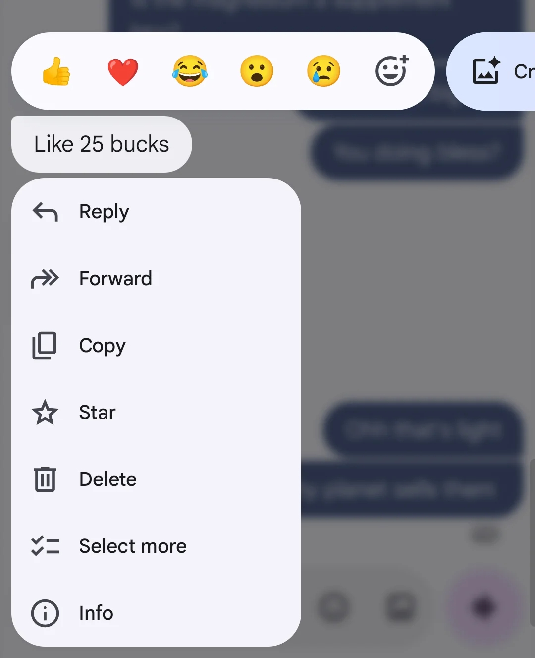 Жести клавіш і оновлення меню Google Messages