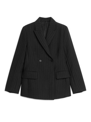 Double-Breasted Pinstripe Blazer - Black - Arket Gb