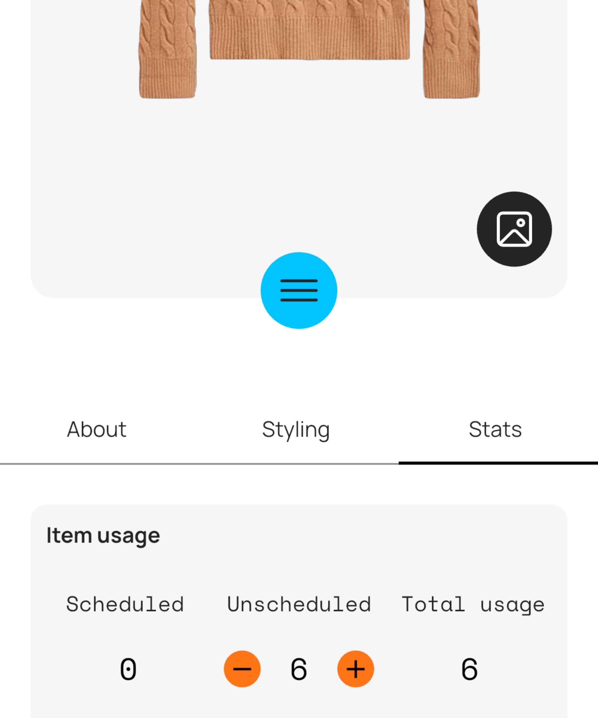 An input box allowing me to track which items I am wearing in my closet