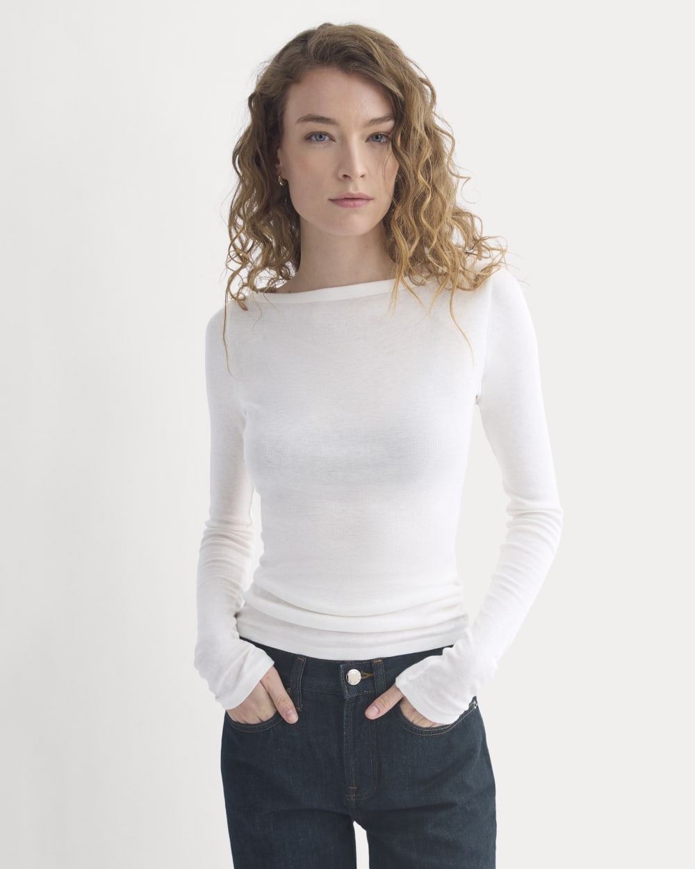 Tissue Boatneck Top | Bone - Xxs