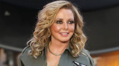 Carol Vorderman attends the Royal Film Performance and UK Premiere of "Top Gun: Maverick" at Leicester Square on May 19, 2022 in London, England. 