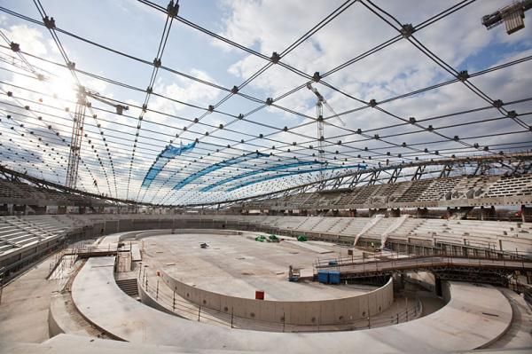 Over 16km of cable-net roofing was used on the velodrome.