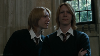 Fred and George in Harry Potter and the Goblet of Fire.