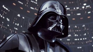 Darth Vader as he appears in the famous 'I'm your father' scene from Empire Strikes Back. 