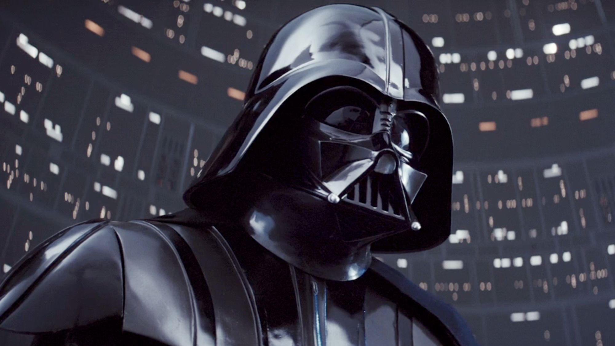 Darth Vader as he appears in the famous 'I'm your father' scene from Empire Strikes Back. 
