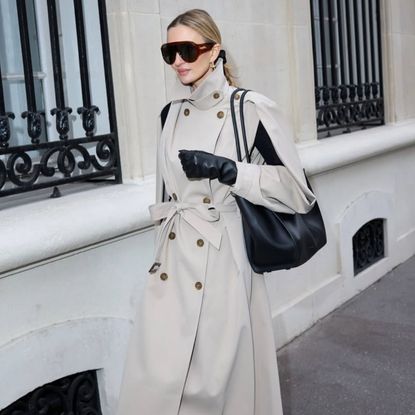 hannah strafford taylor wearing a trench coat