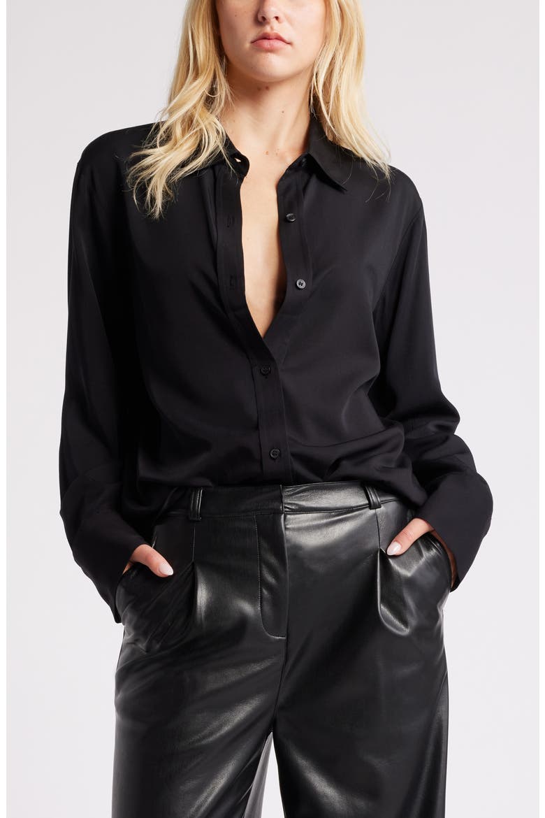 Relaxed Fit Long Sleeve Button-Up Shirt
