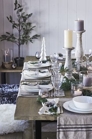 Neutral grey and white Christmas dining table by Neptune