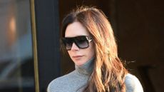 Victoria Beckham wearing wide leg trousers and turtleneck knit in Paris, France on 2 March, 2023