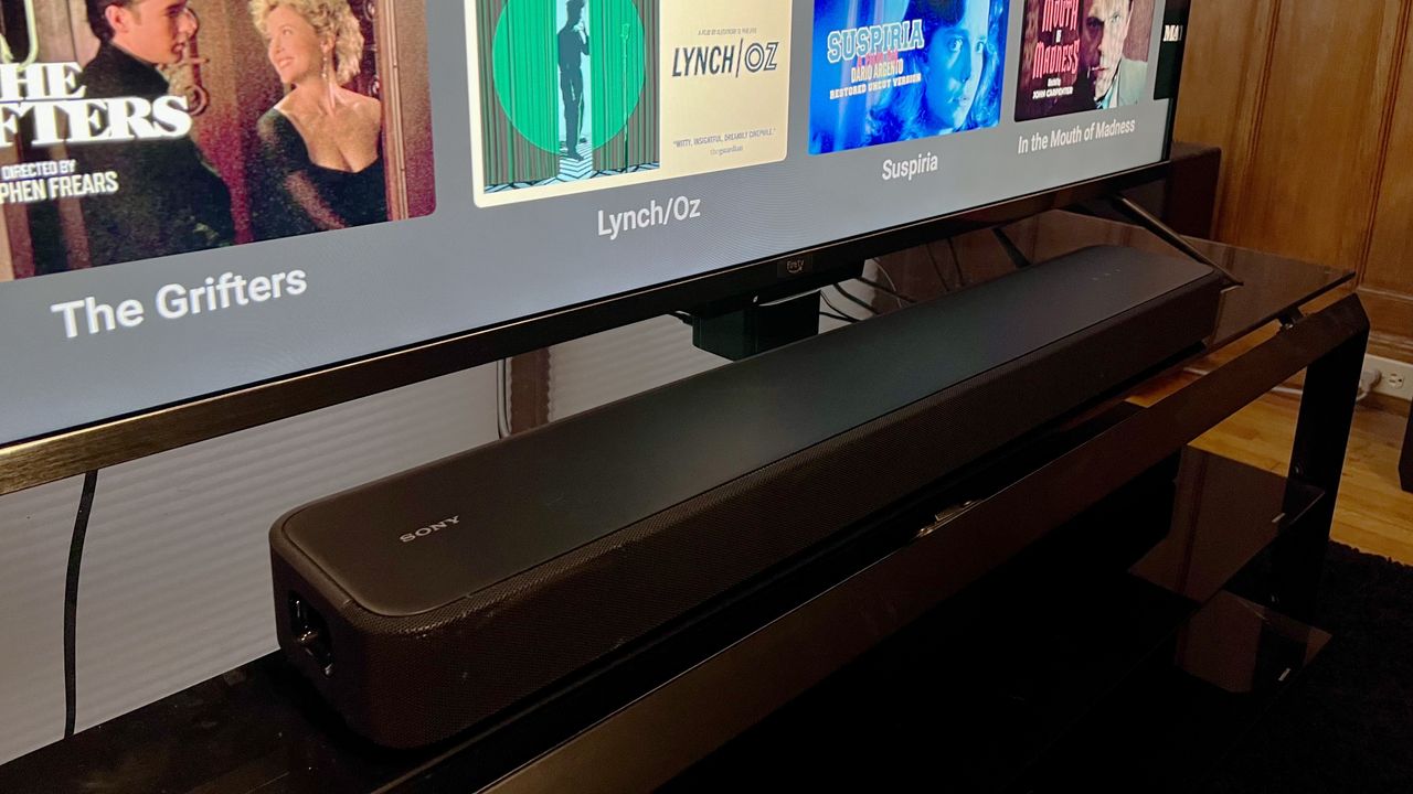 Sony HT-S2000 soundbar on TV stand