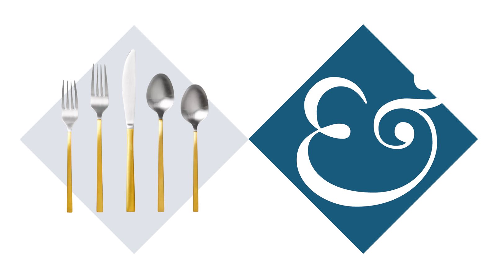 Cutout of gold and silver cutlery set