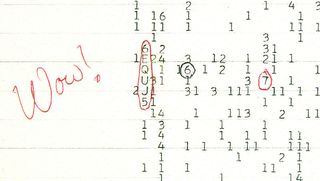 When volunteer astronomer Jerry Ehman found that a signal detected in 1977 was 30 times more powerful than the average radiation from deep space, he wrote "Wow!" on the computer printout, as photographed here.