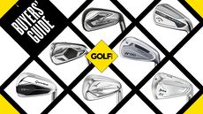 An array of the best distance golf irons on the market in a grid system