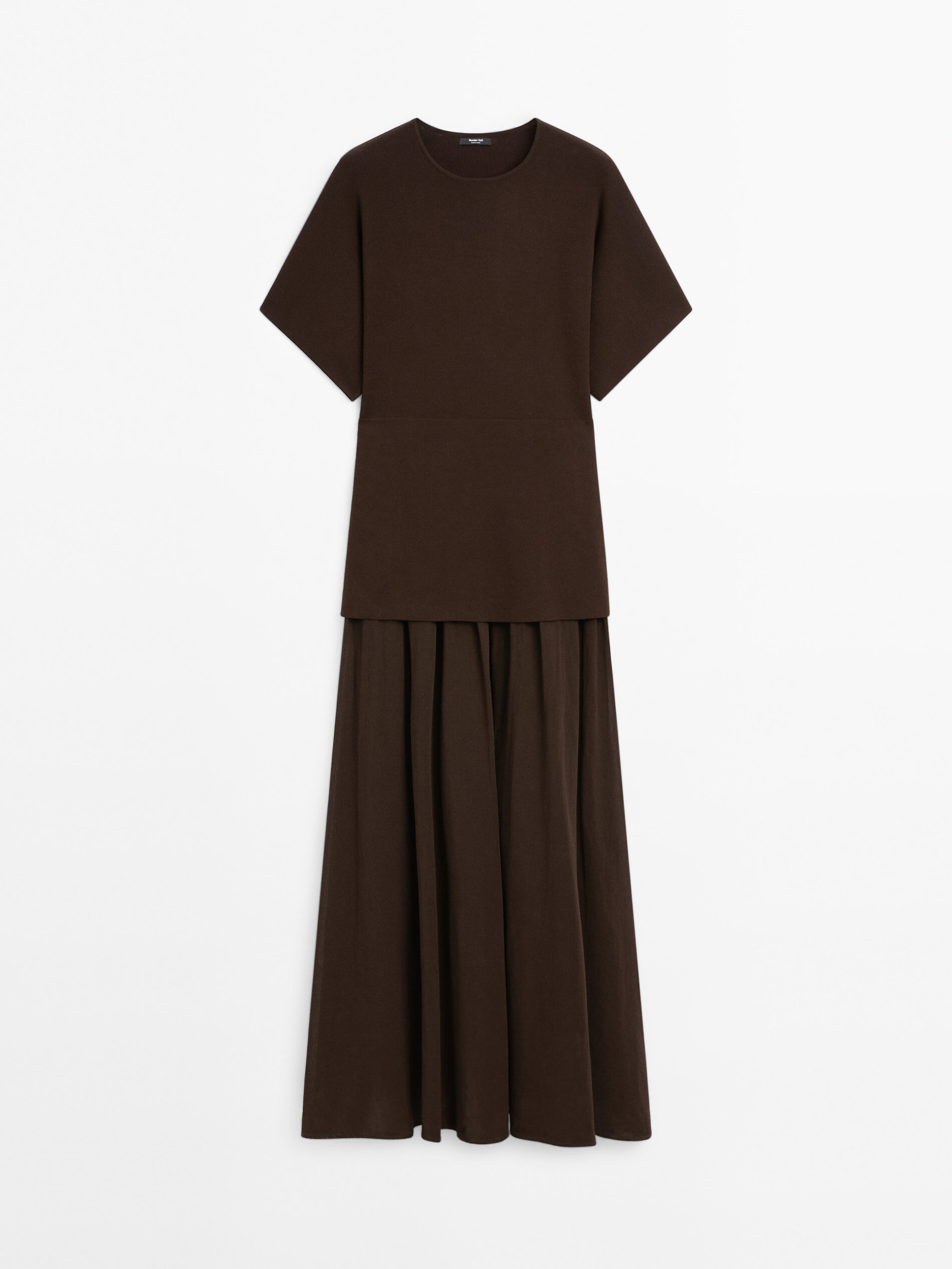 Knit Dress With Contrast Gathered Detail