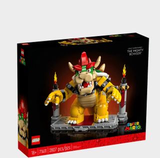 Lego The Mighty Bowser box on a plain background