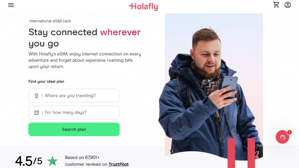 Website screenshot of Holafly (October, 2025)