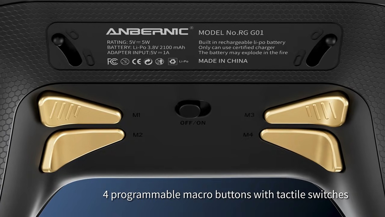 The four back buttons on the Anbernic RG G01 controller