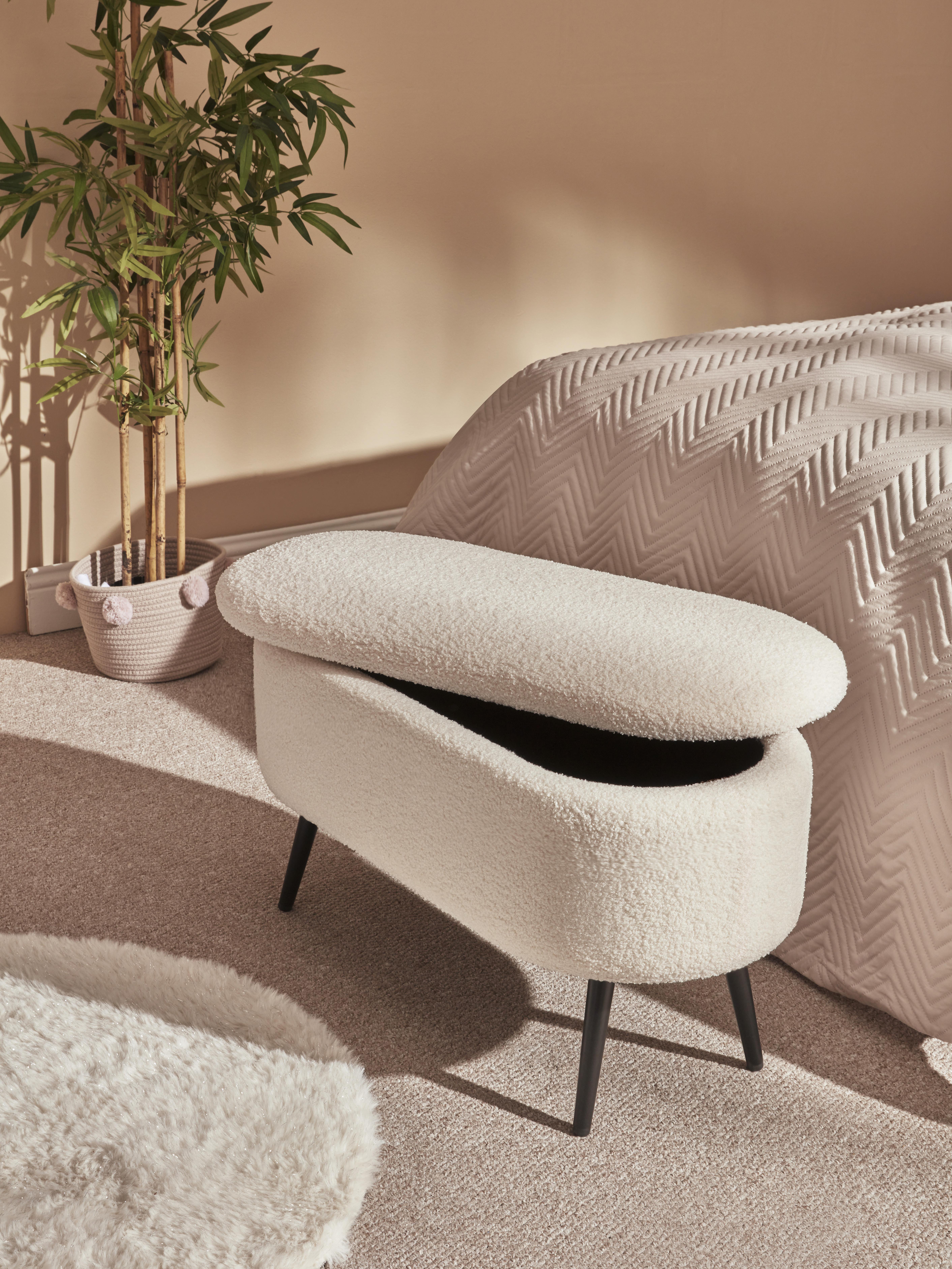 Bouclé Storage Bench