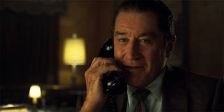 Robert De Niro talking on the phone in The Irishman