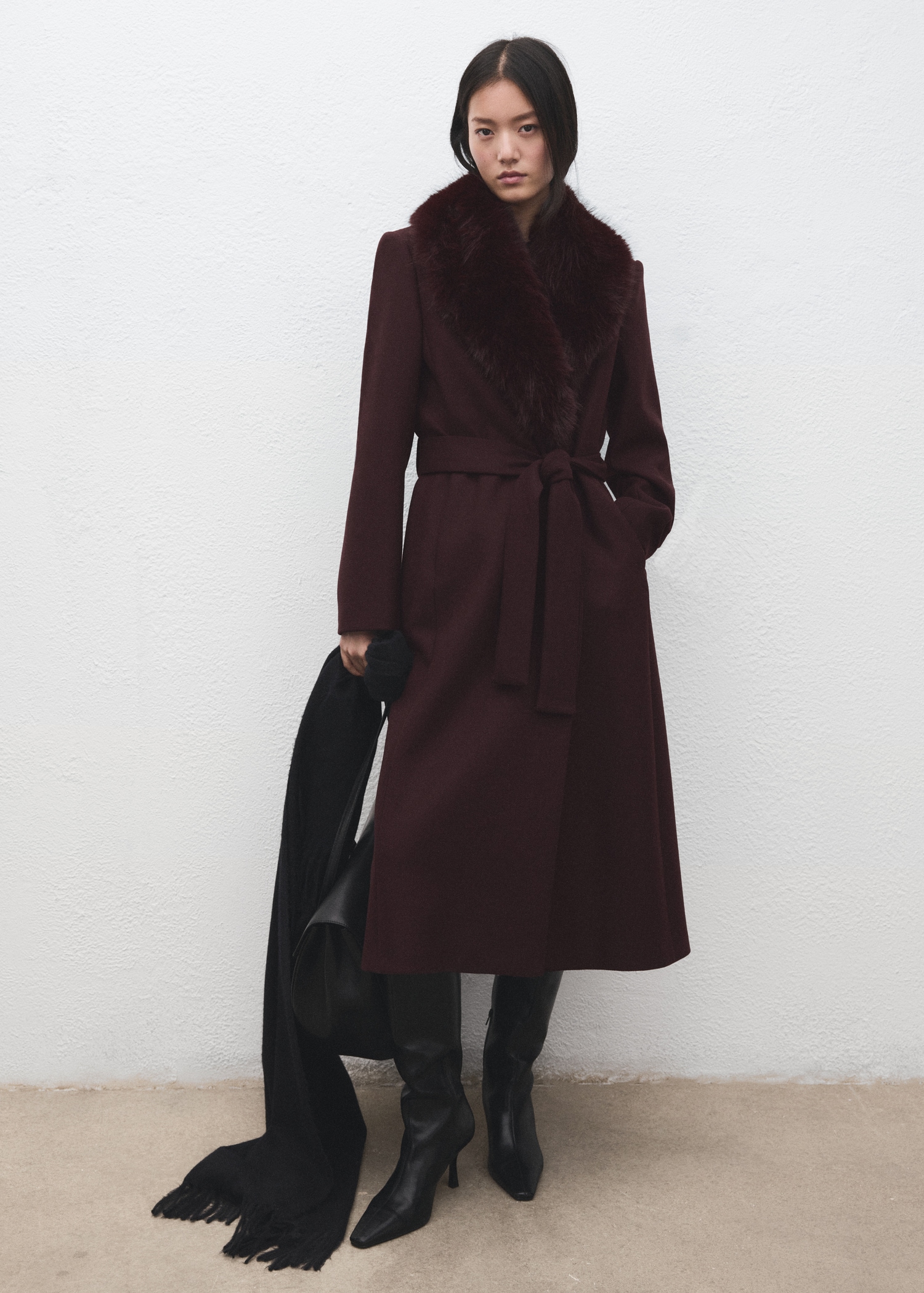 Manteco Wool Coat With Fur Collar - Women | Mango Usa