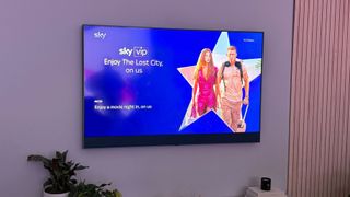 A Sky Glass gen 2 TV on a wall