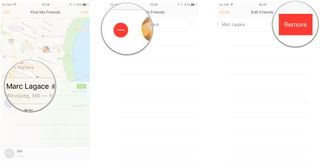 Launch Find My Friends from your Home screen. Tap Edit. Tap the Delete button. Tap Remove.