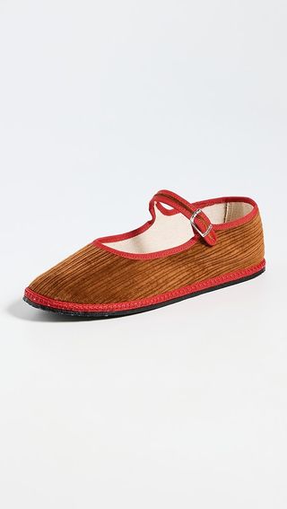 Vibi Venezia Mary Jane Corduroy Velvet Furlana Flats