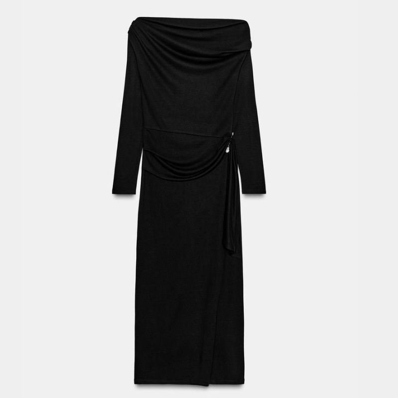 black maxi dress from zara