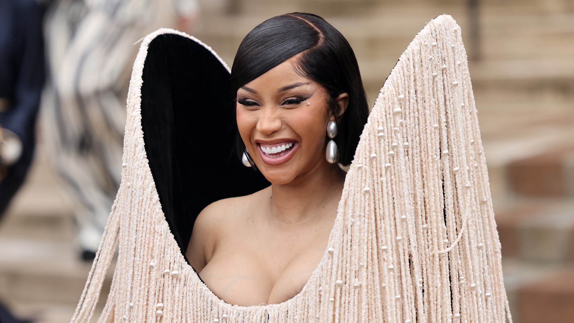 Cardi B attends the Schiaparelli show during Paris Fashion Week