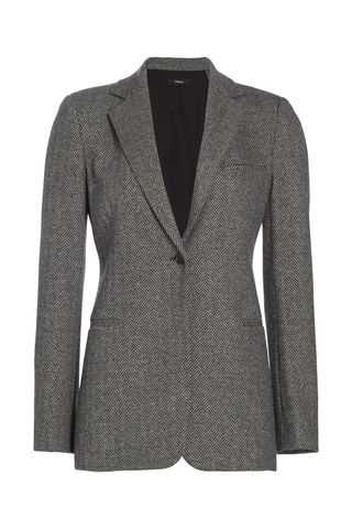 Theory Herringbone Single-Button Blazer