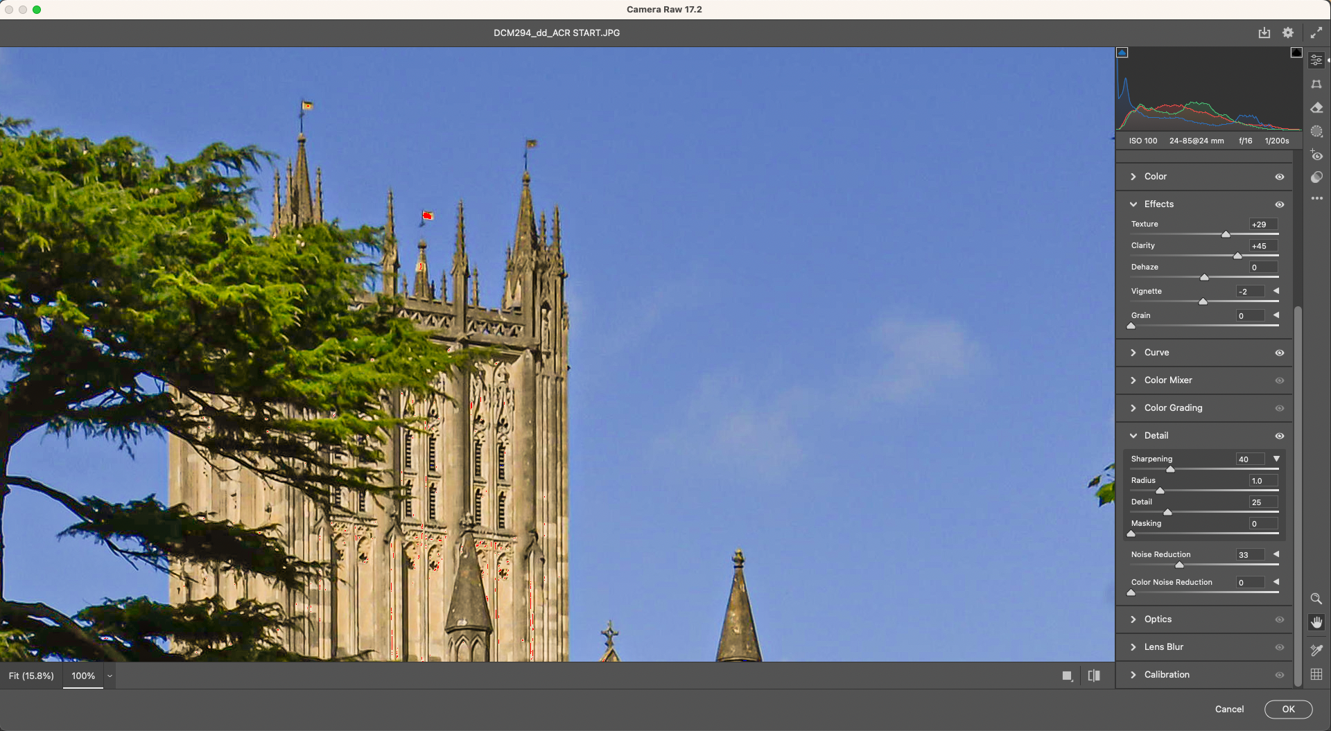 Sharpening and noise reduction are next