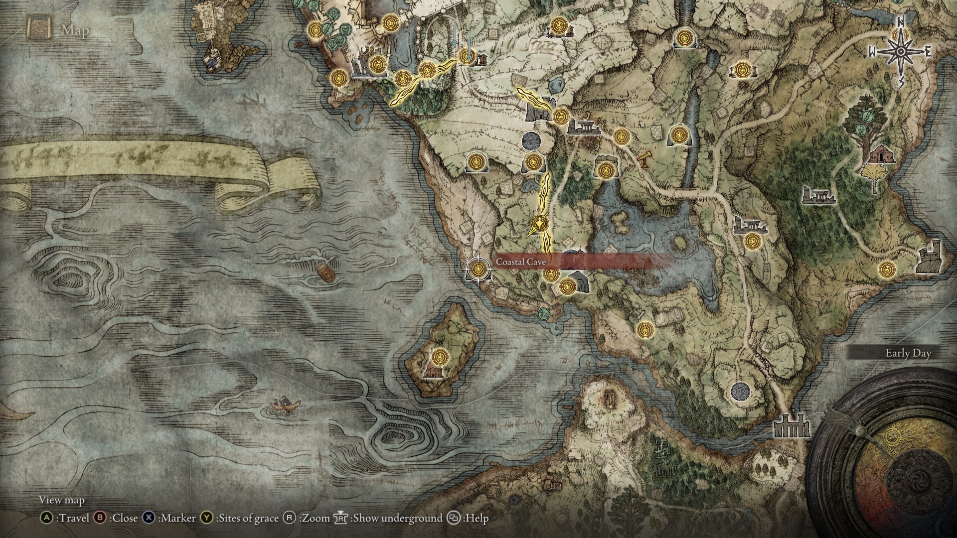 Элден Ринг прибрежная бухта карта расположение