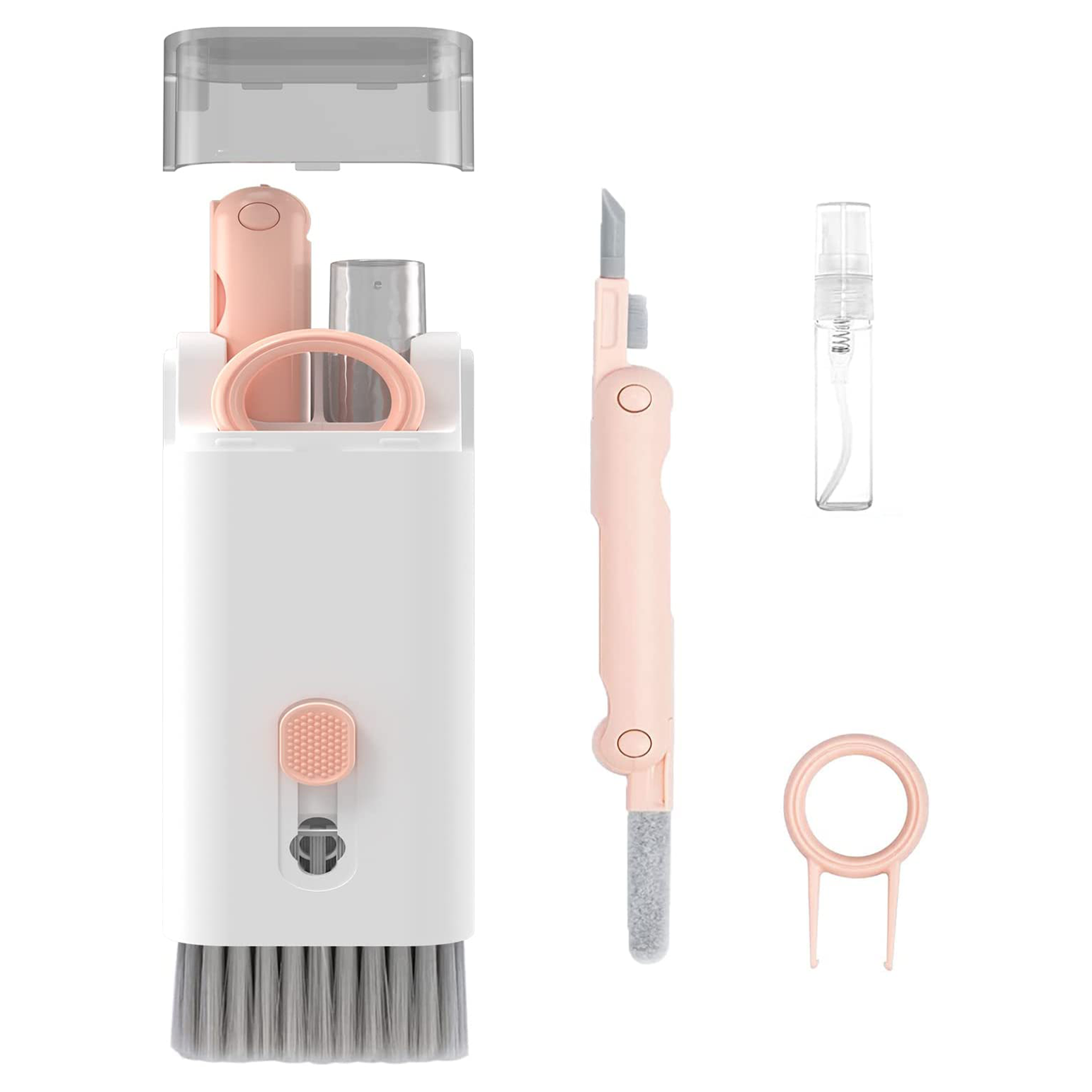 Kit pembersih laptop dengan aksen merah muda