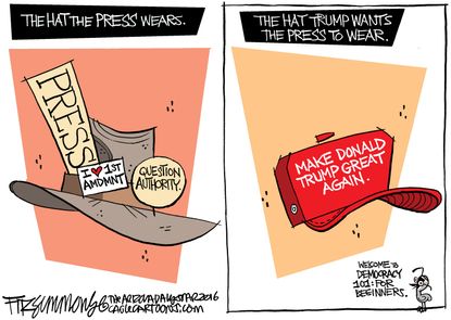 Political Cartoon U.S. trump Press 2016