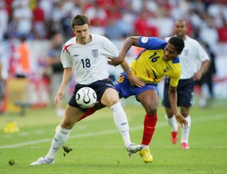 Michael Carrick in action for England against Ecuador at the 2006 World Cup.