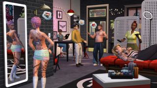 A tattoo studio in The Sims 4.