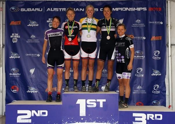 Elite women's podium at the Australian cross country nationals