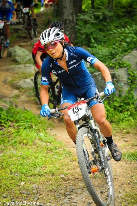 Evelyn Dong (Backcountry.com) riding in the top ten