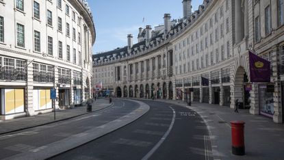 An empty Regent Street in London in March 2020 