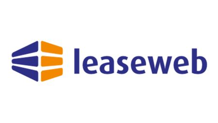 Leaseweb logo and branding pictured in blue lettering against a white background.