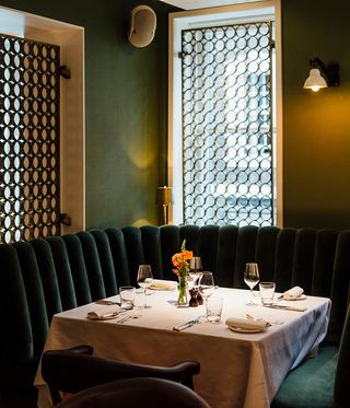 A dinning table at Quo Vadis — London, UK