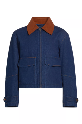 If Only Studio Corduroy-Collar Denim Jacket