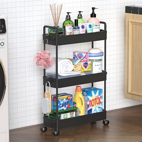Solejazz Storage Trolley Cart Slim Rolling Cart Mobile Storage Shelving