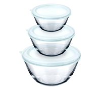Luvan Glass Mixing Salad Bowl with Lids Set of 3