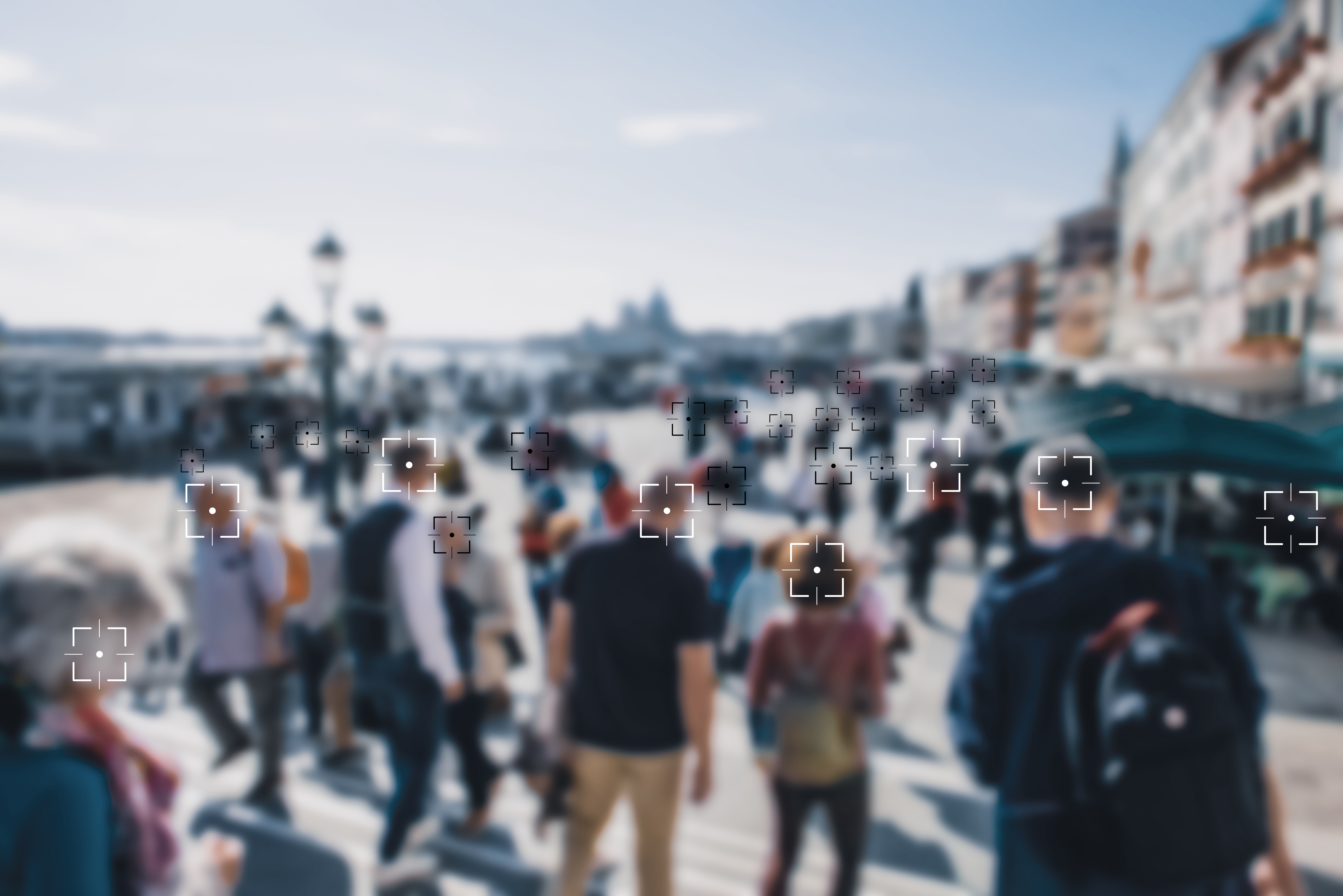 facial recognition technology being used in a crowd