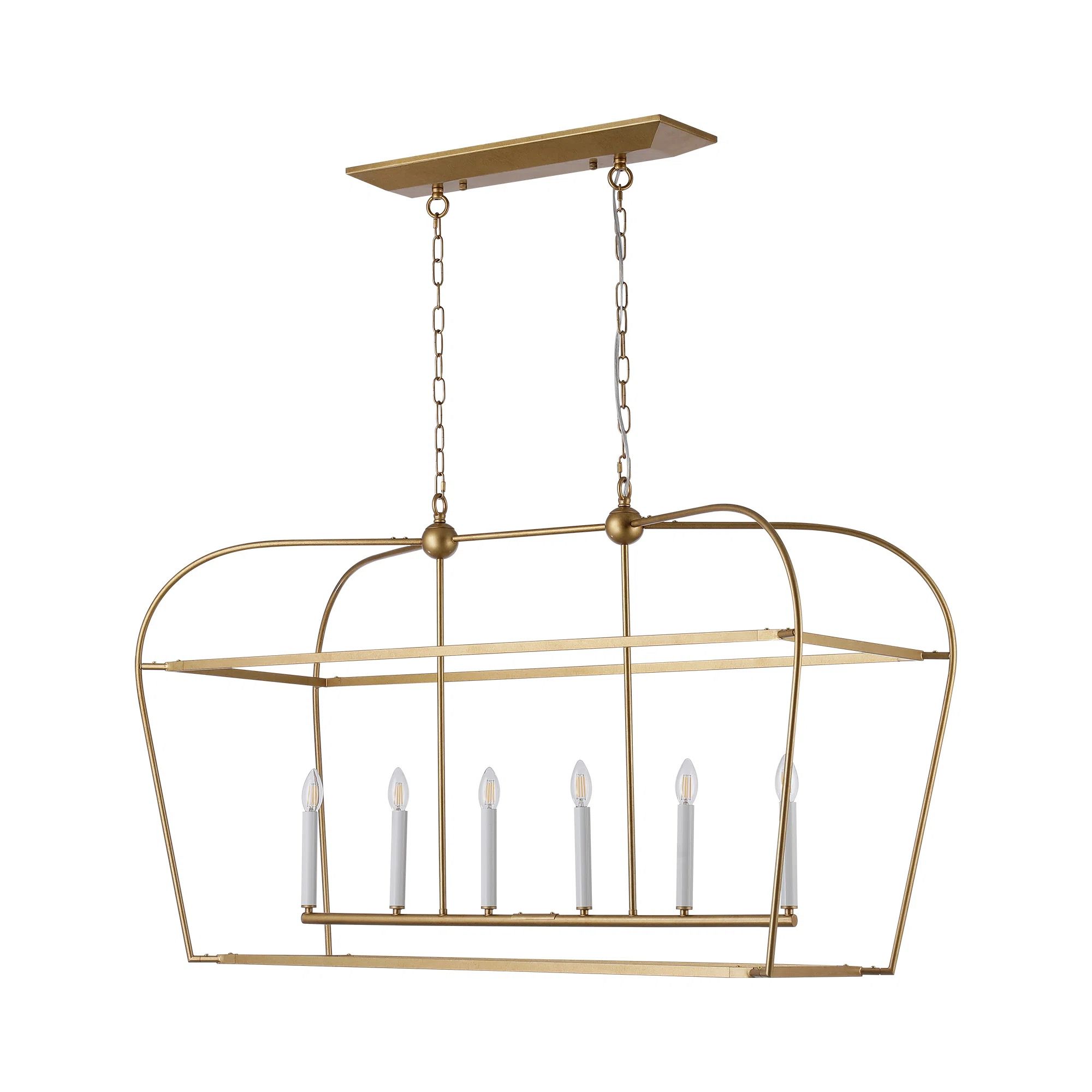Gold chandelier with linear design