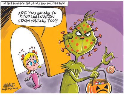 Editorial Cartoon U.S. Grinch Halloween COVID